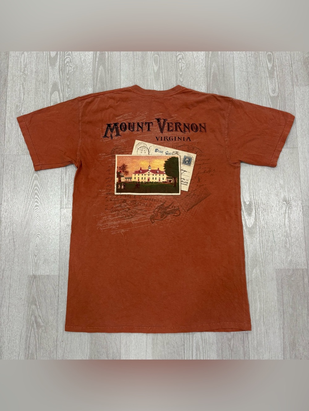 Comfort Colors Mount Vernon Virginia Postcard Orange T-Shirt Size M